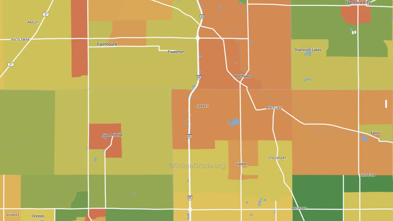 Wheeling, IN Map of Vandalism Rates