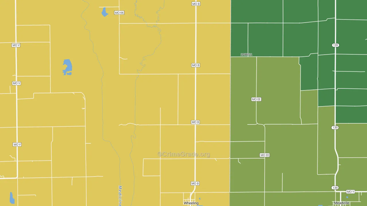 Wheeling, MO Map of Vandalism Rates