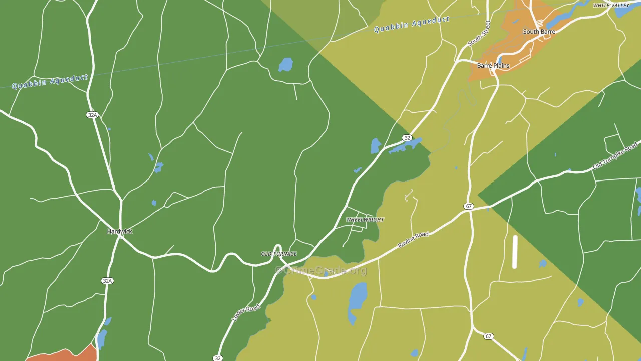 Wheelwright, MA Map of Vandalism Rates