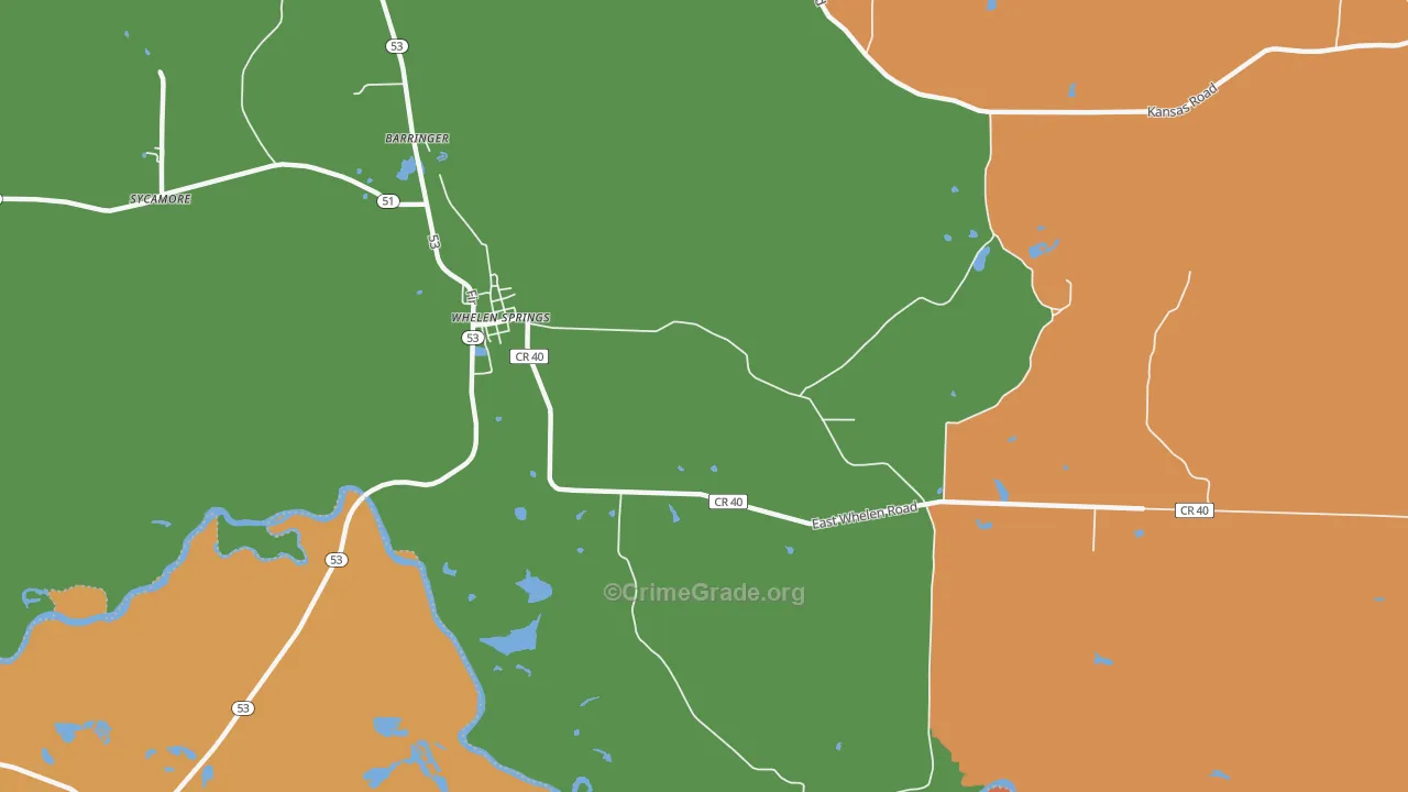 Whelen Springs, AR Map of Vandalism Rates