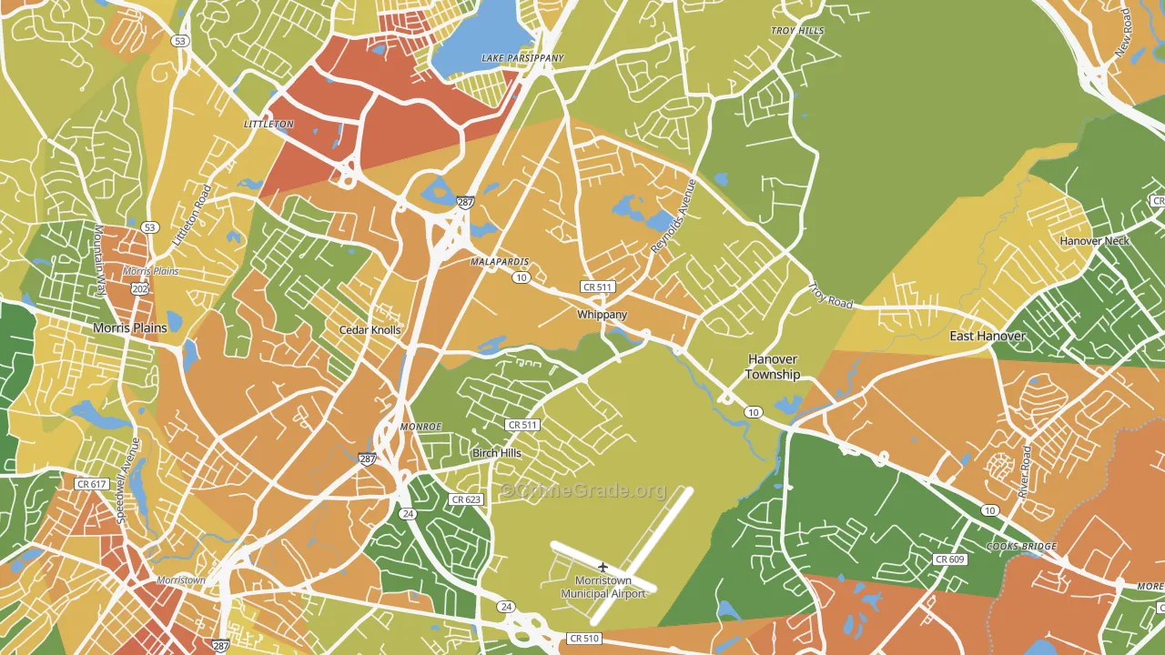 Whippany, NJ Map of Vandalism Rates