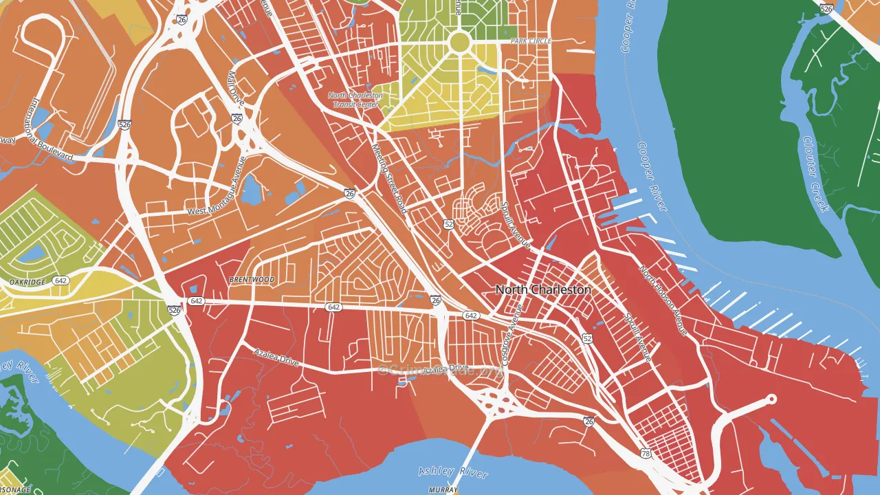 Whipper Barnoy, North Charleston, SC Map of Vandalism Rates