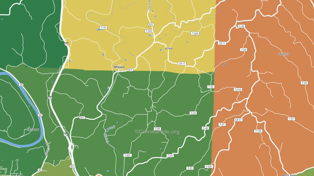 Whipple, OH Map of Vandalism Rates