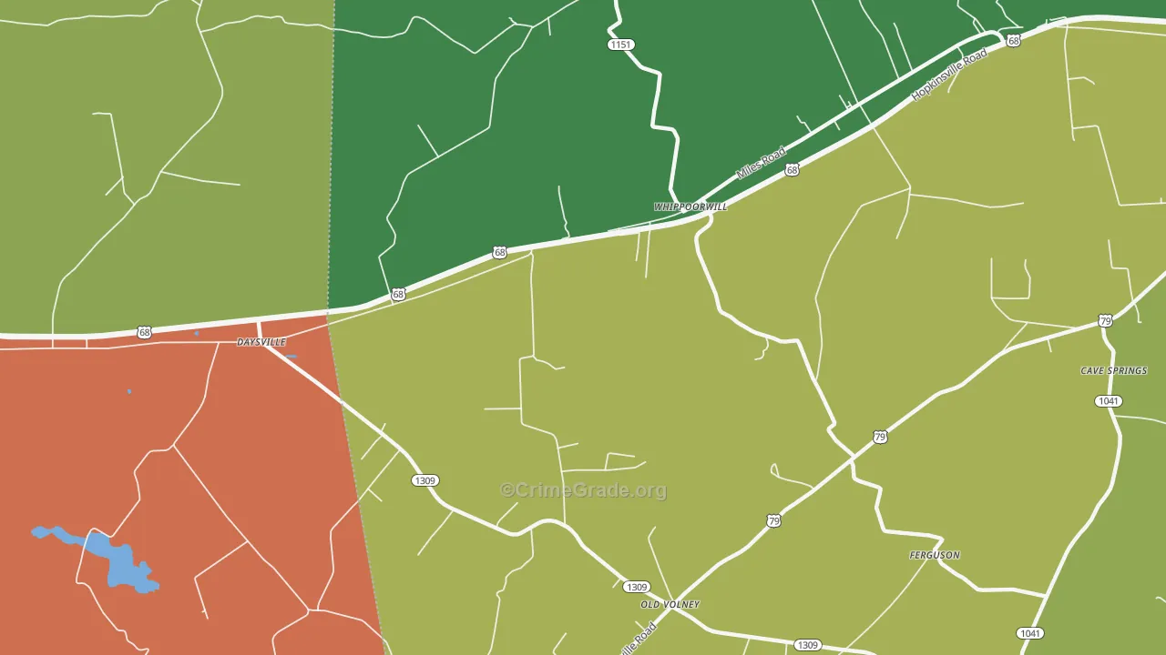 Whippoorwill, KY Map of Vandalism Rates