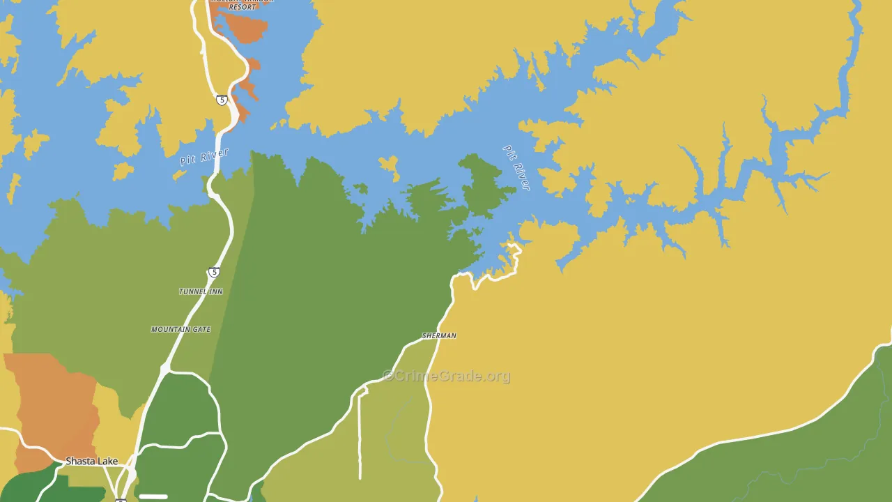 Whiskeytown, CA Map of Vandalism Rates
