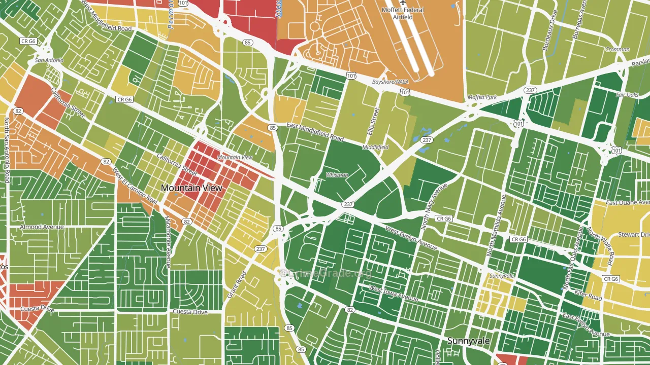 Whisman Station, Mountain View, CA Map of Vandalism Rates
