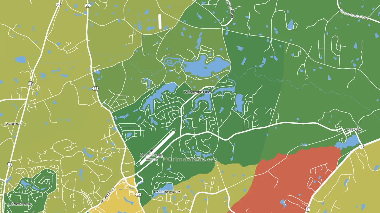 Whispering Pines, NC Map of Vandalism Rates