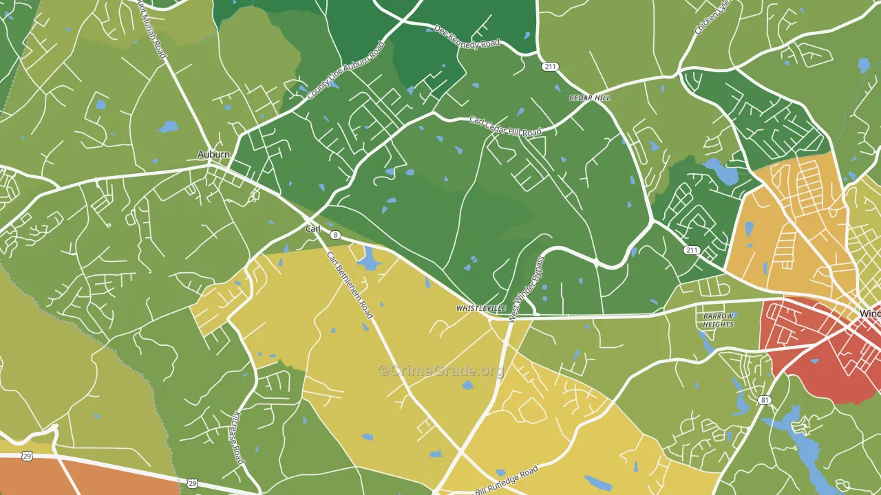 Whistleville, GA Map of Vandalism Rates