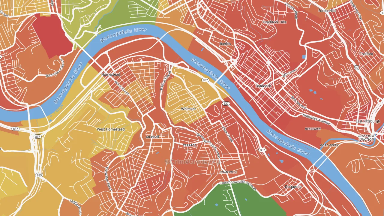 Whitaker, PA Map of Vandalism Rates