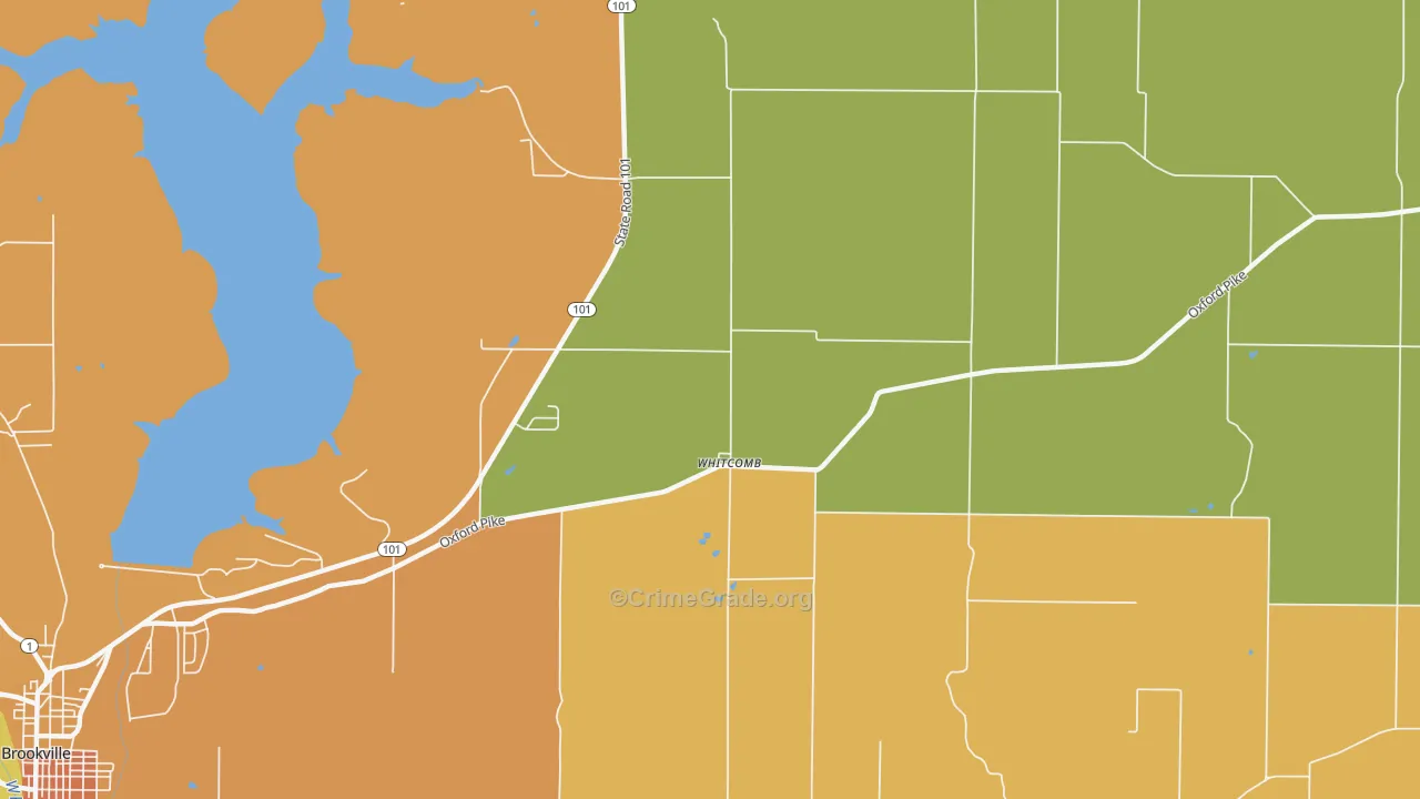 Whitcomb, IN Map of Vandalism Rates