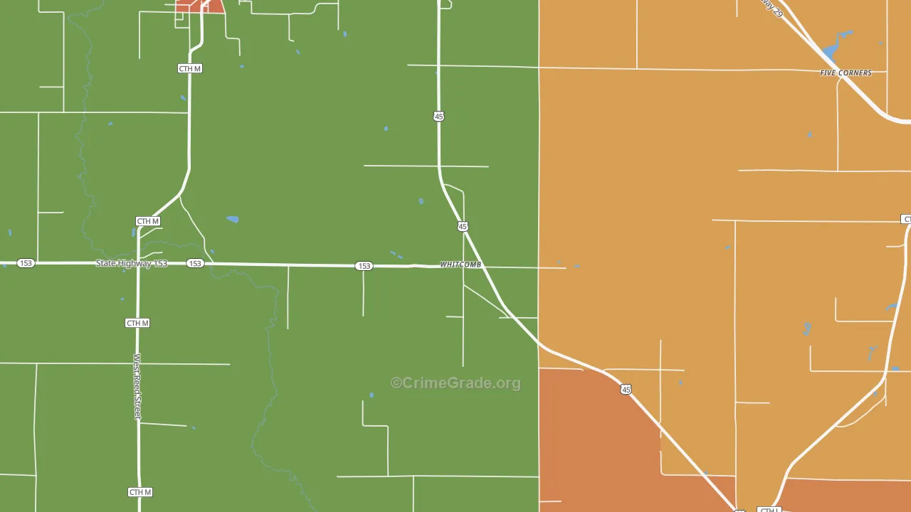 Whitcomb, WI Map of Vandalism Rates