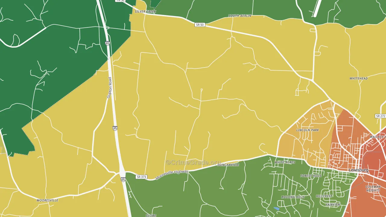 White Acres, TN Map of Vandalism Rates