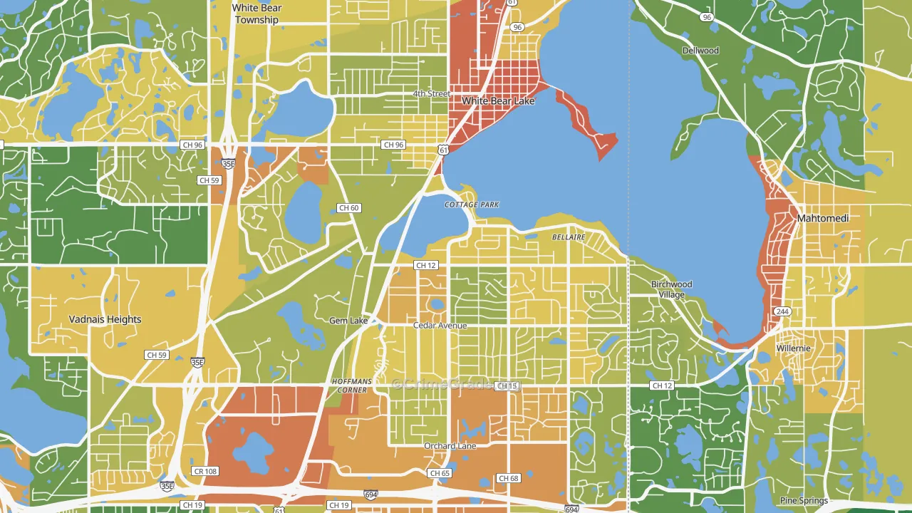 White Bear Lake, MN Map of Vandalism Rates