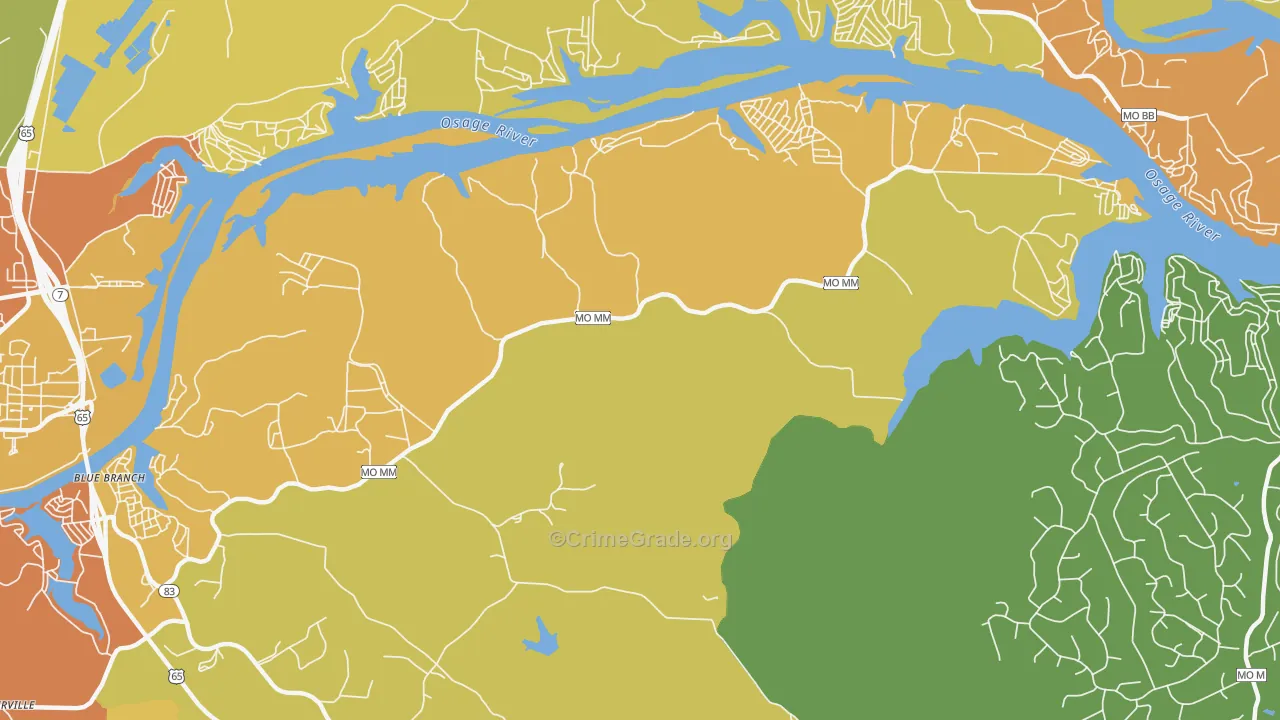 White Branch, MO Map of Vandalism Rates