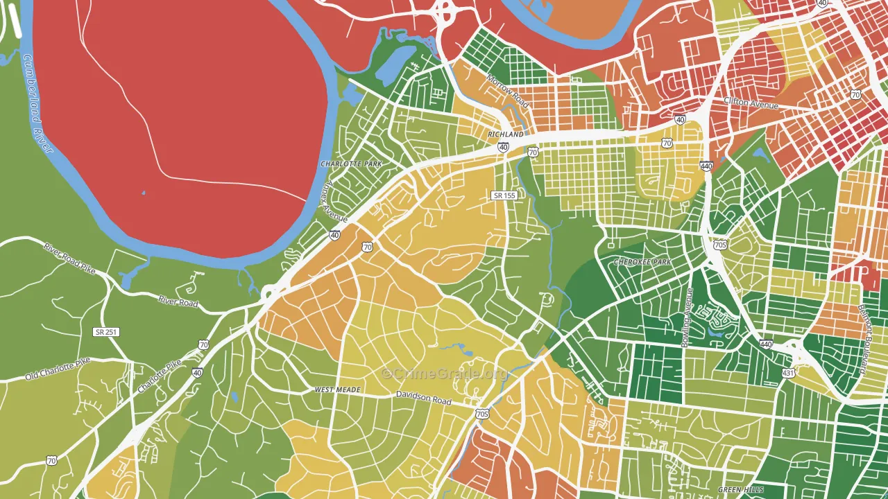 White Bridge, Nashville, TN Map of Vandalism Rates