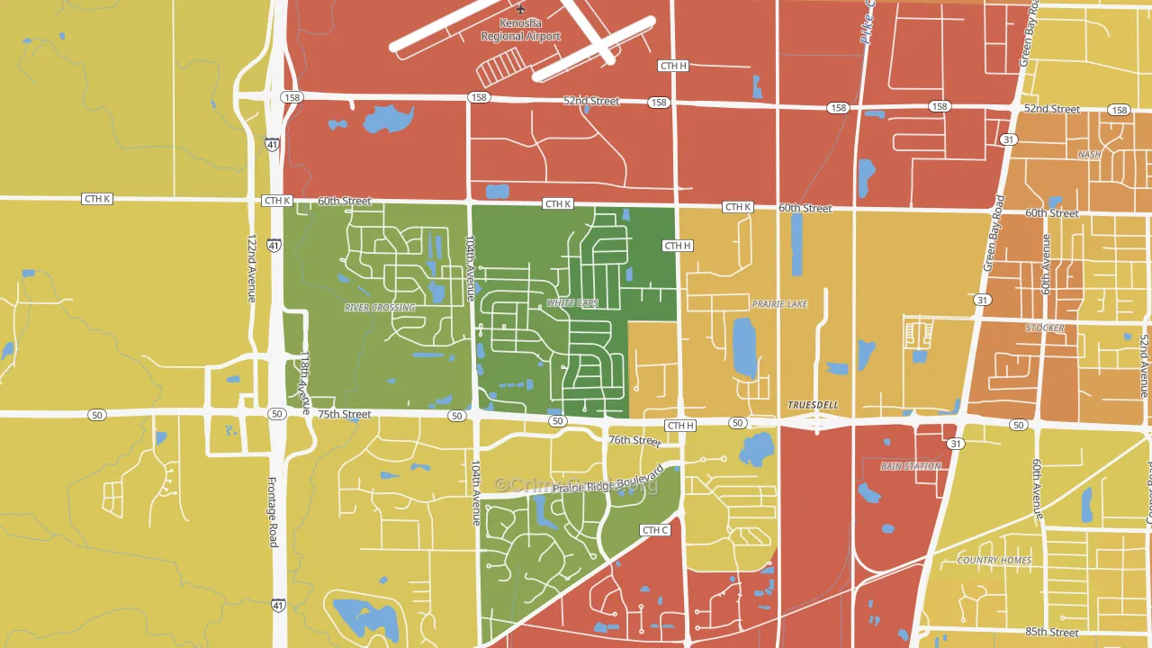 White Caps, Kenosha, WI Map of Vandalism Rates