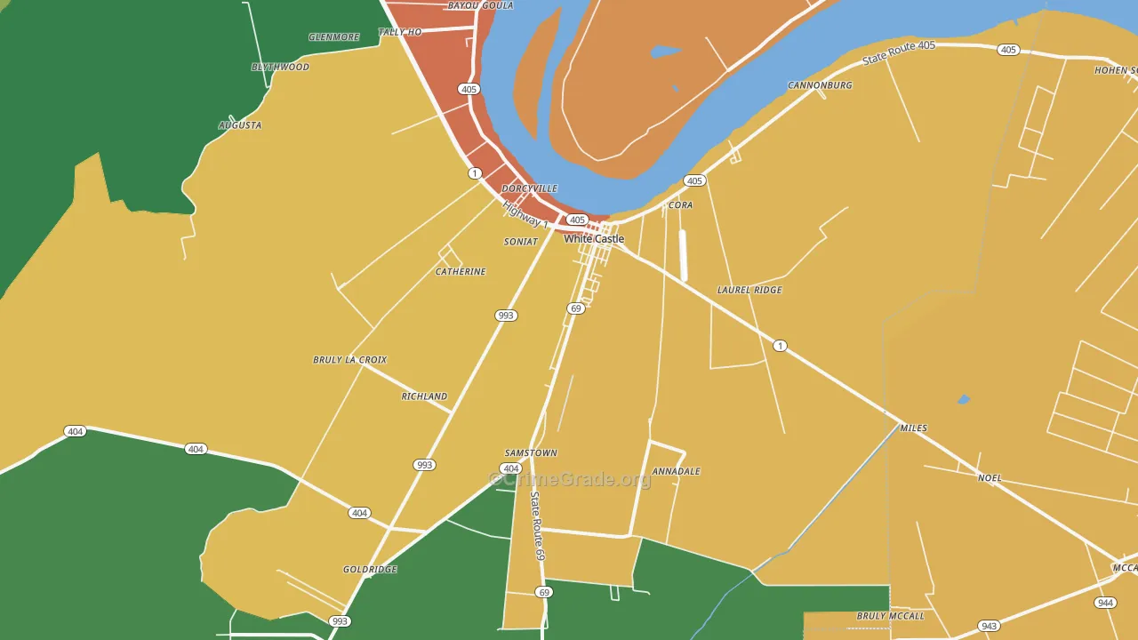 White Castle, LA Map of Vandalism Rates