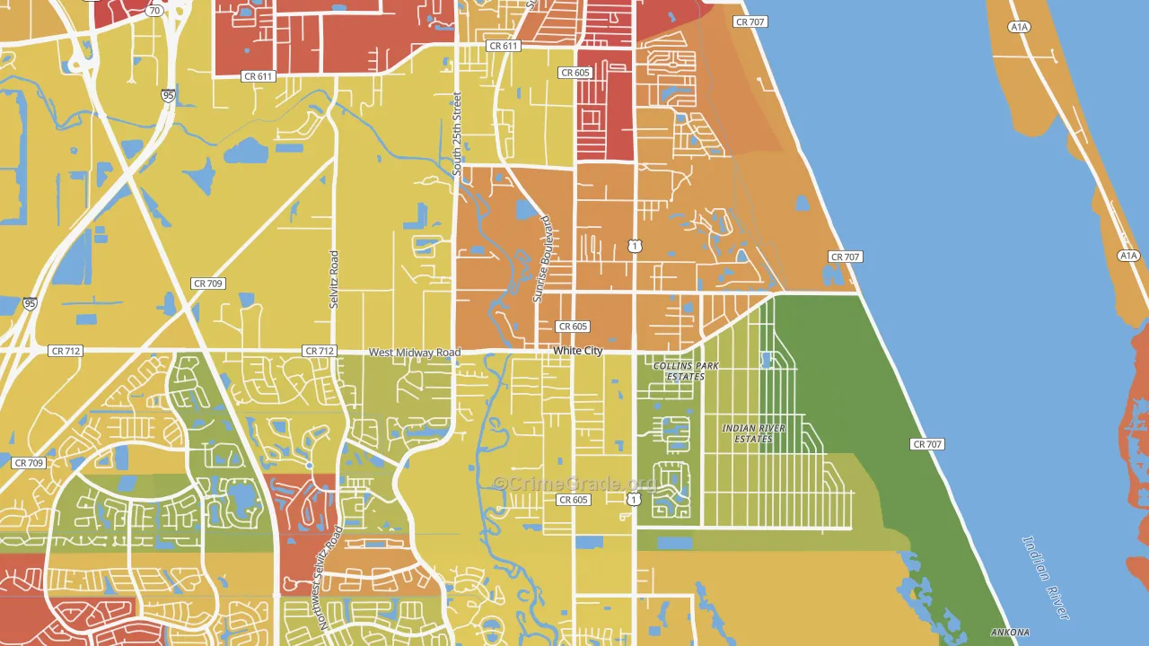 White City, Fort Pierce, FL Map of Vandalism Rates