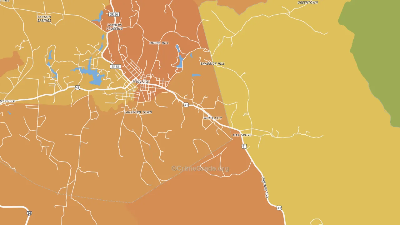 White City, TN Map of Vandalism Rates