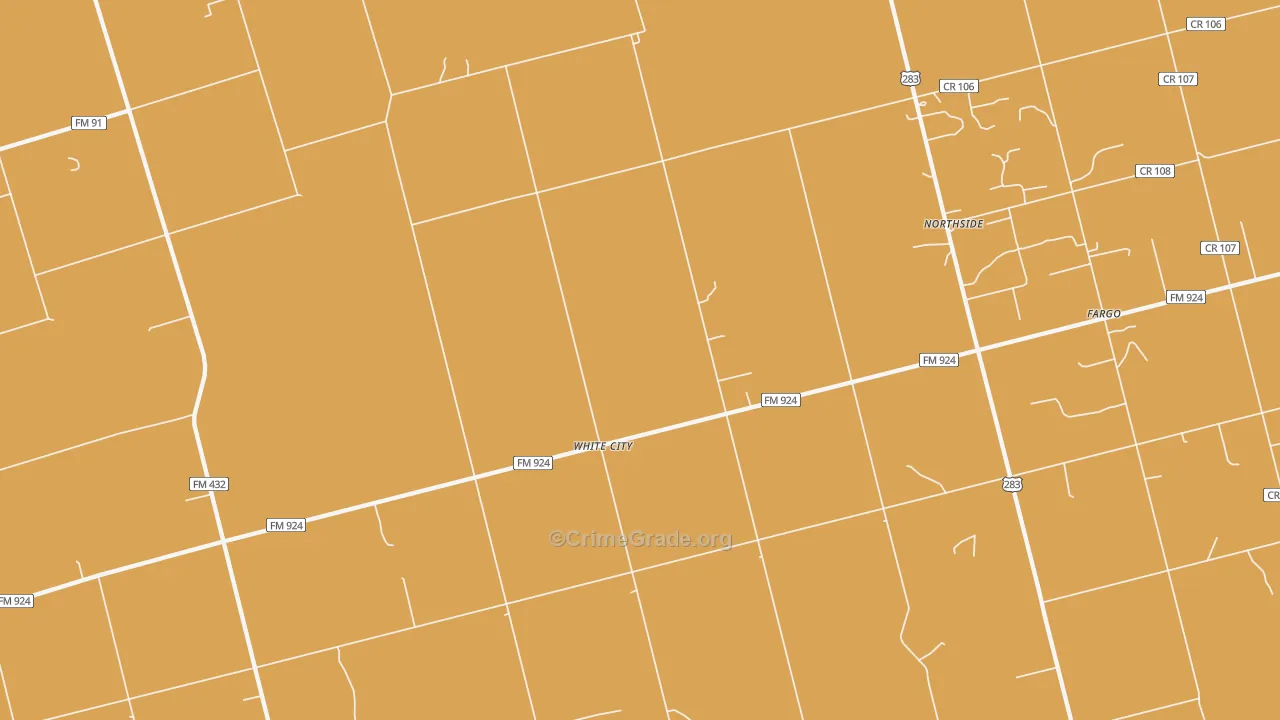 White City, TX Map of Vandalism Rates