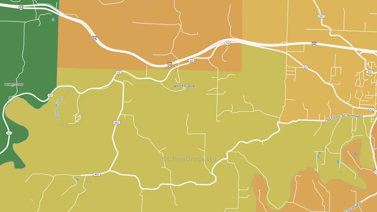 White Cloud, IN Map of Vandalism Rates