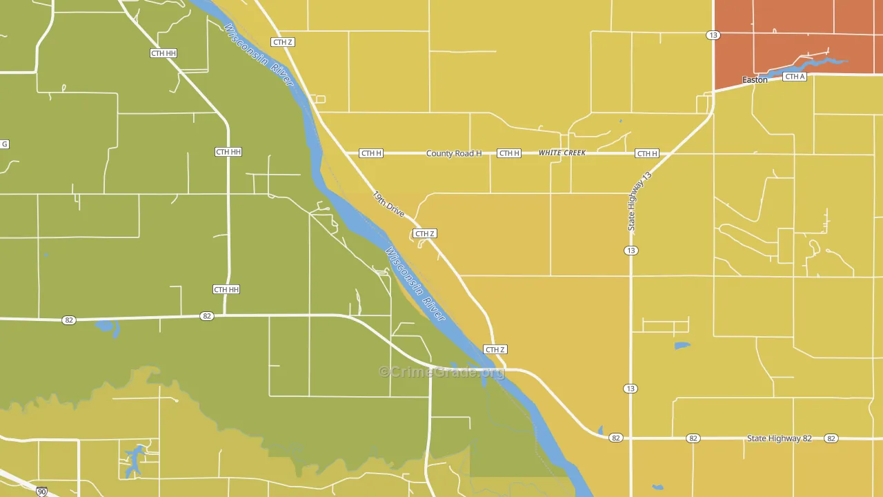 White Creek, WI Map of Vandalism Rates
