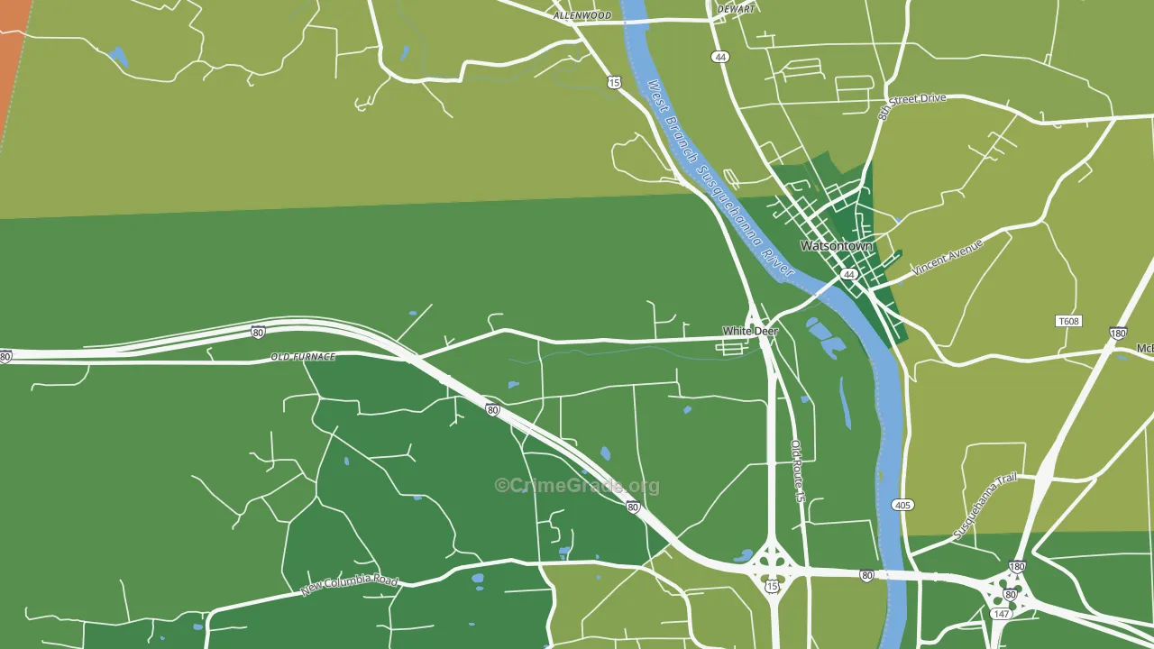 White Deer, PA Map of Vandalism Rates