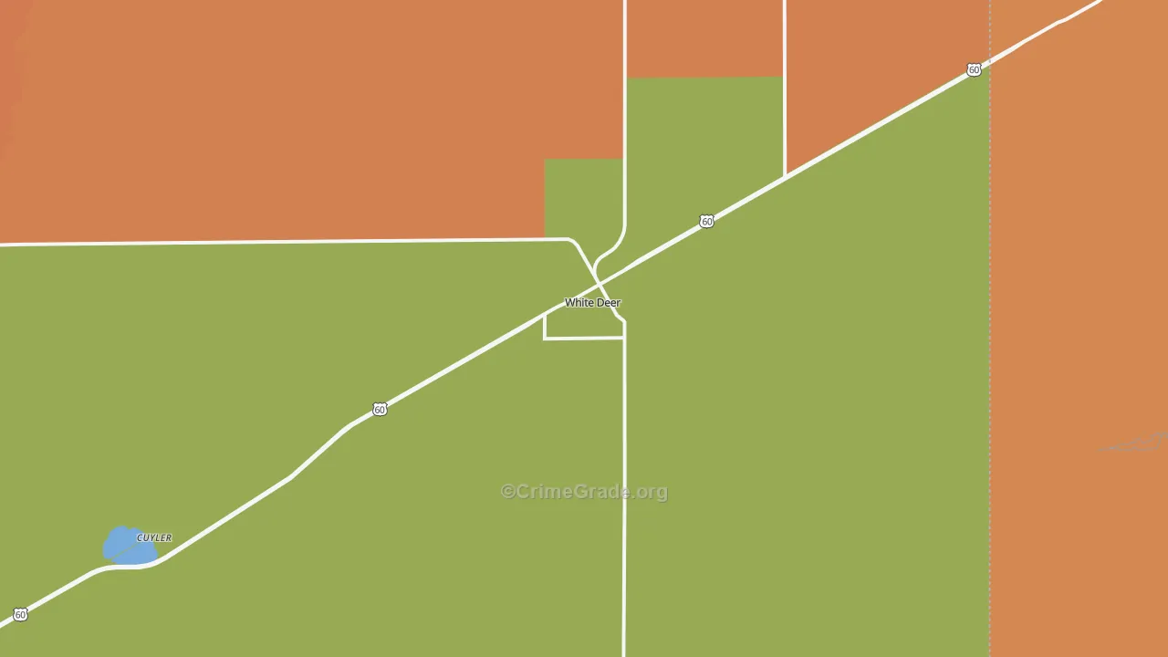 White Deer, TX Map of Vandalism Rates