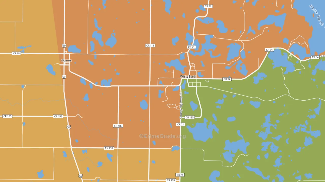 White Earth, MN Map of Vandalism Rates