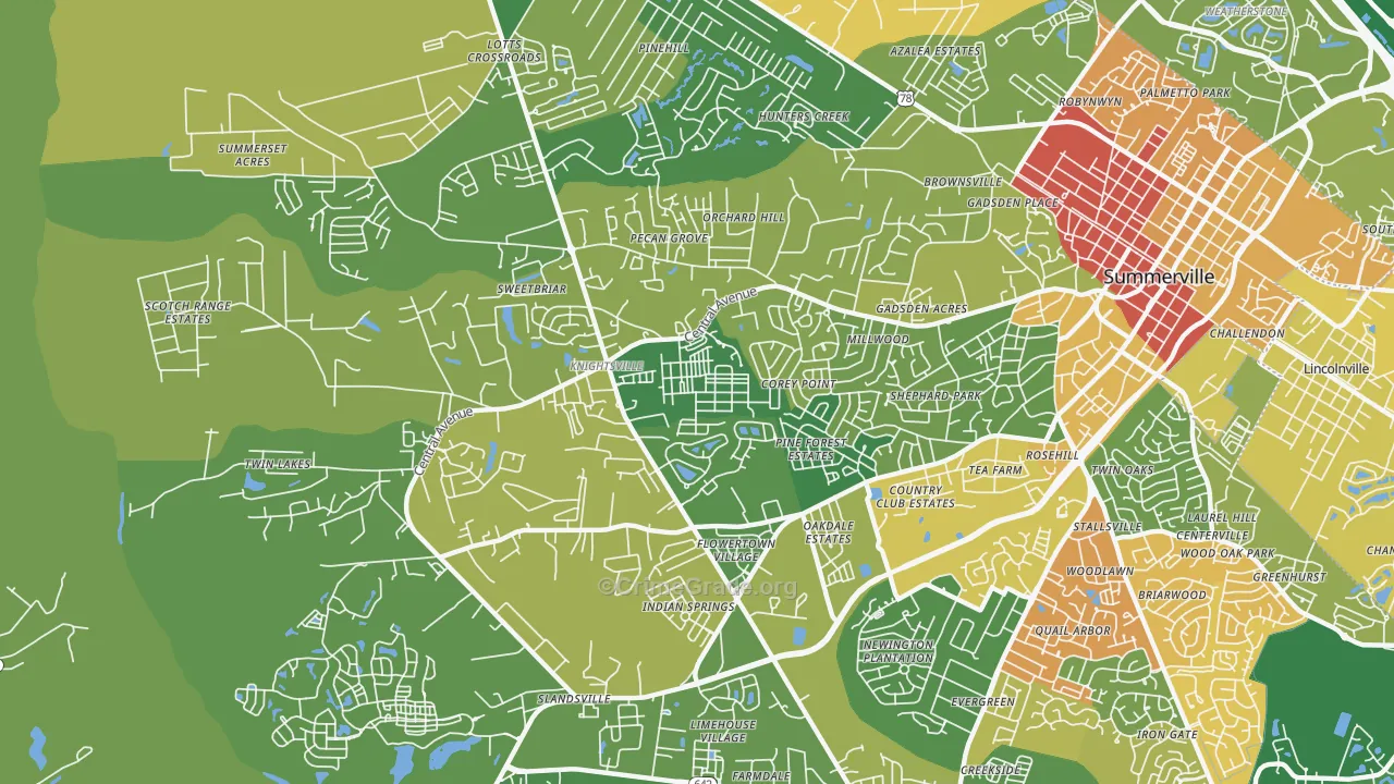 White Gables, Summerville, SC Map of Vandalism Rates