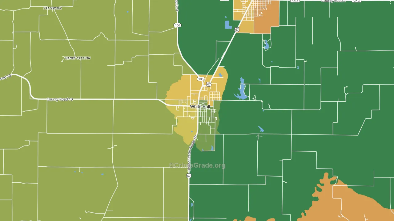 White Hall, IL Map of Vandalism Rates