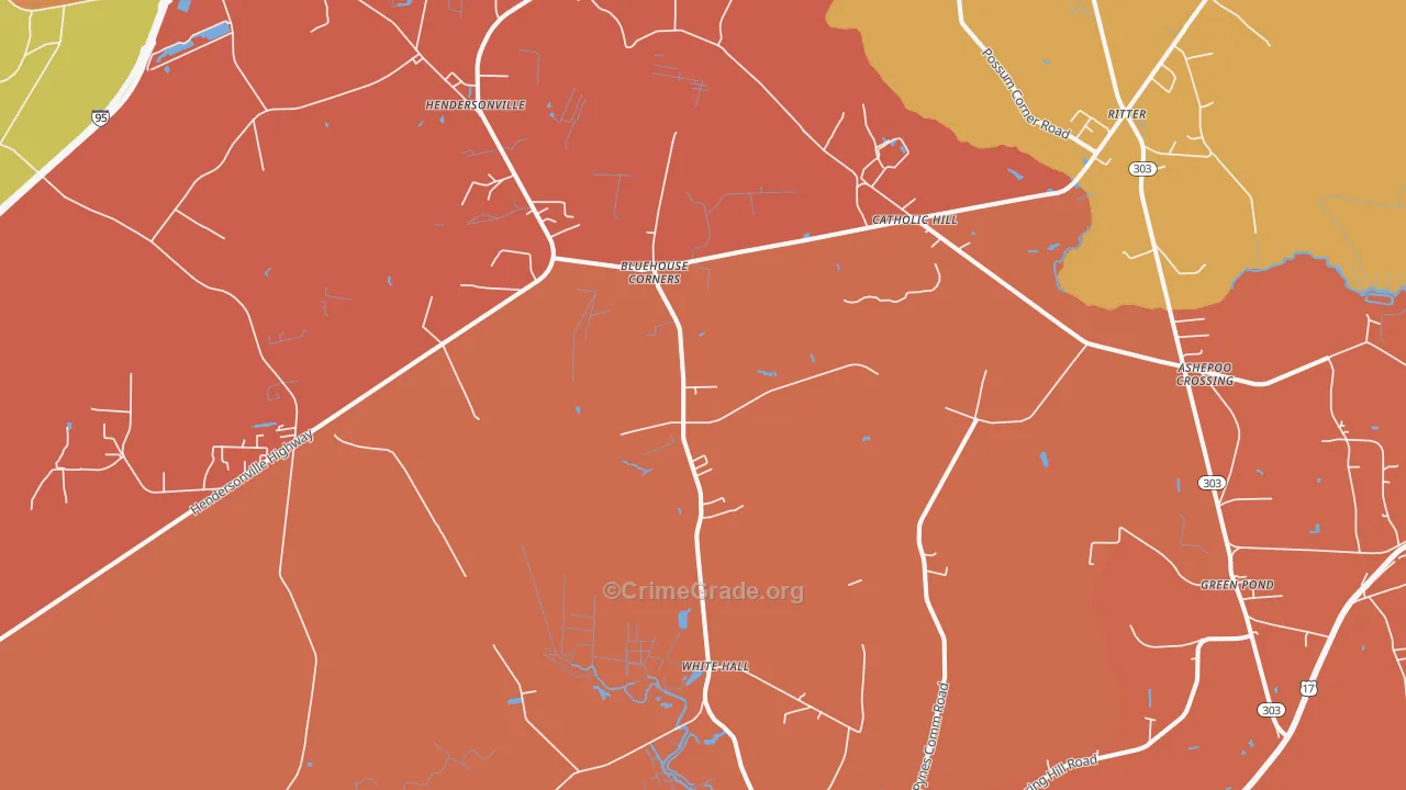 White Hall, SC Map of Vandalism Rates