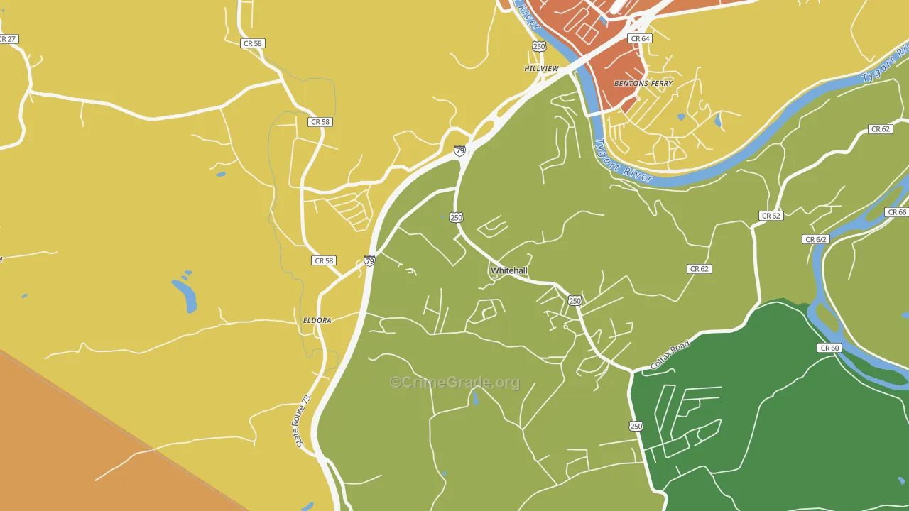 White Hall, WV Map of Vandalism Rates