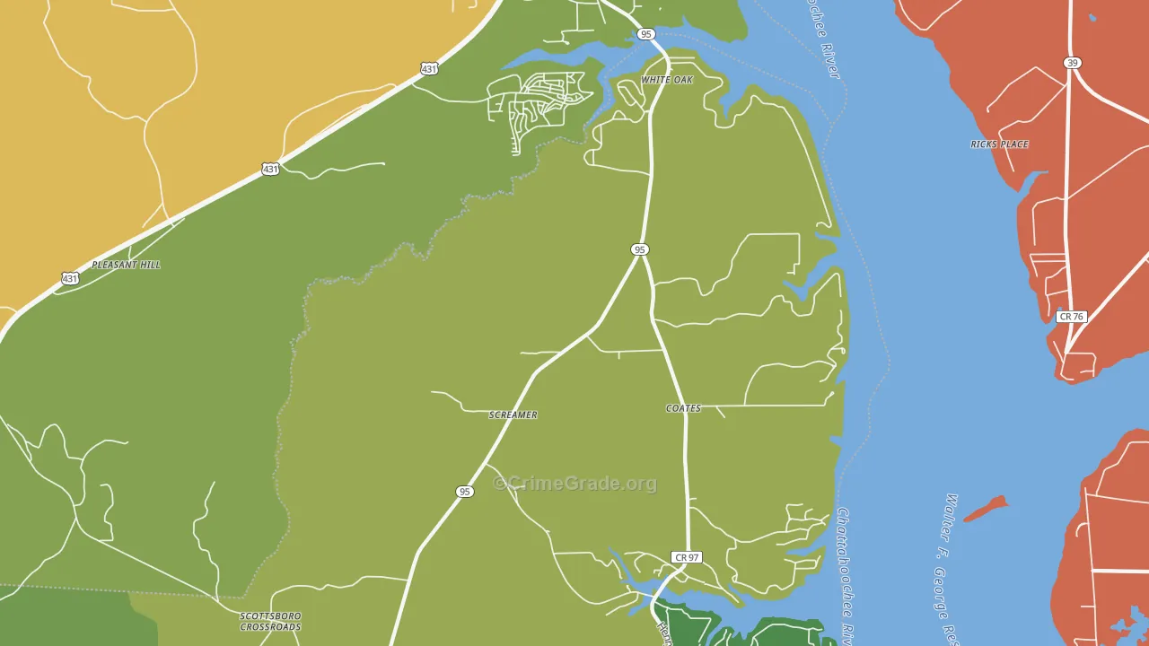White Oak, AL Map of Vandalism Rates