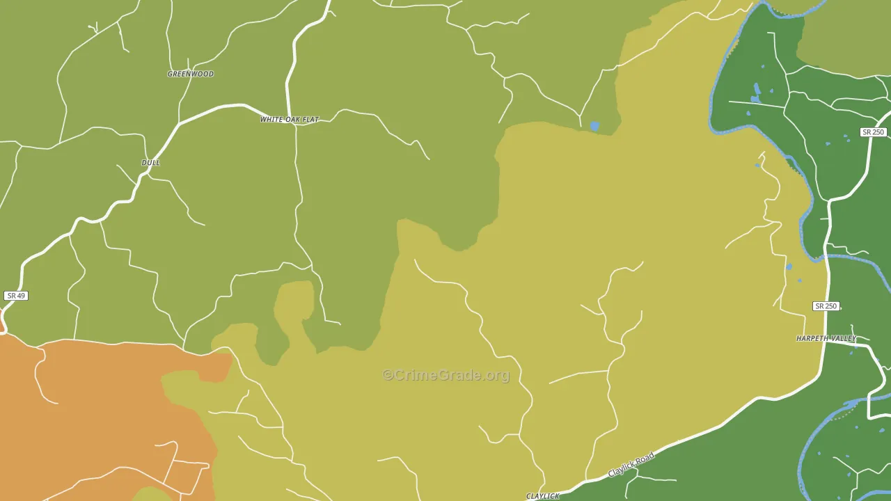 White Oak Flat, TN Map of Vandalism Rates