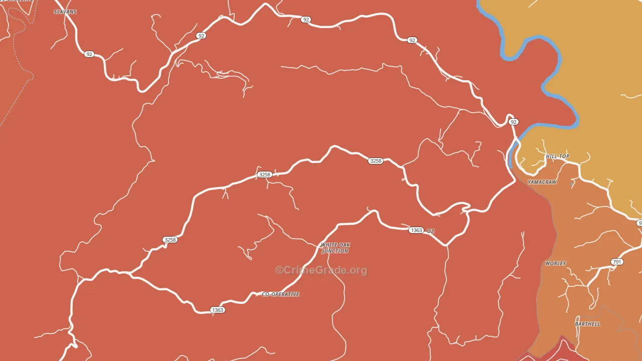 White Oak Junction, KY Map of Vandalism Rates