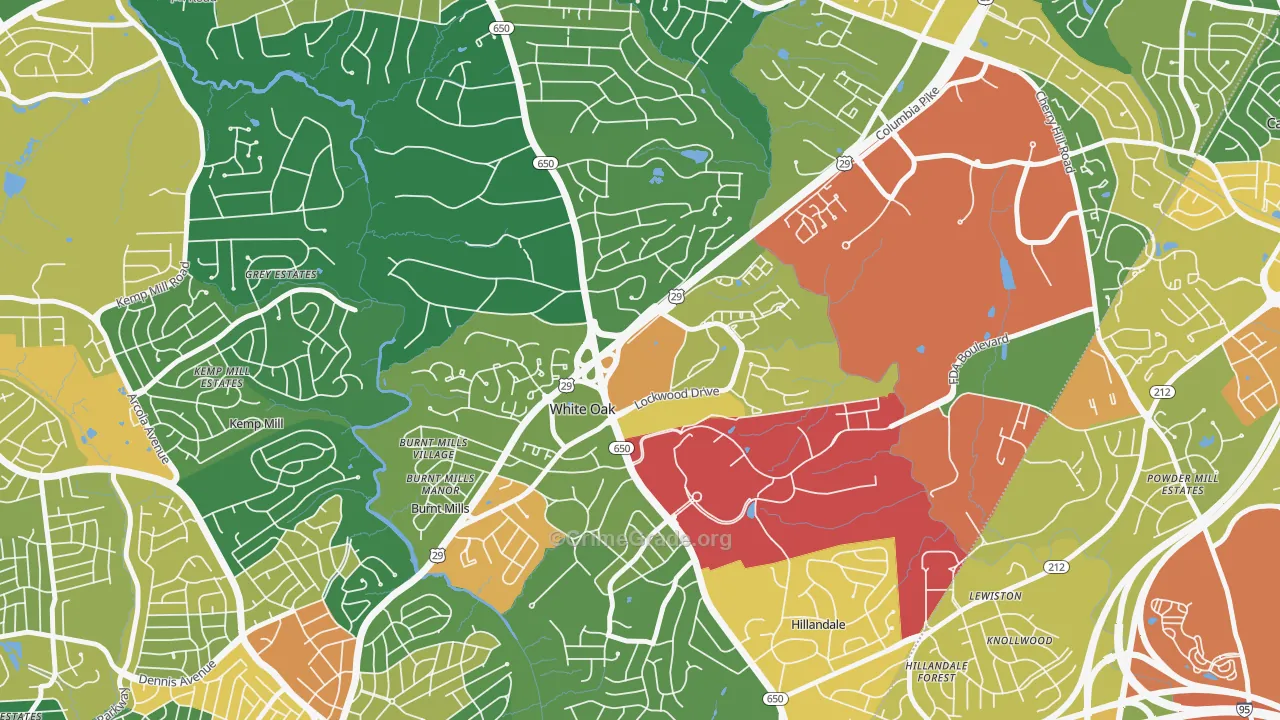 White Oak, MD Map of Vandalism Rates