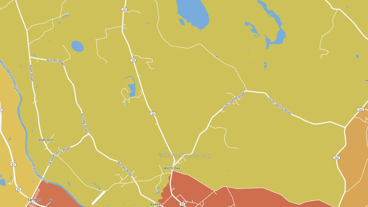 White Oak, NC Map of Vandalism Rates