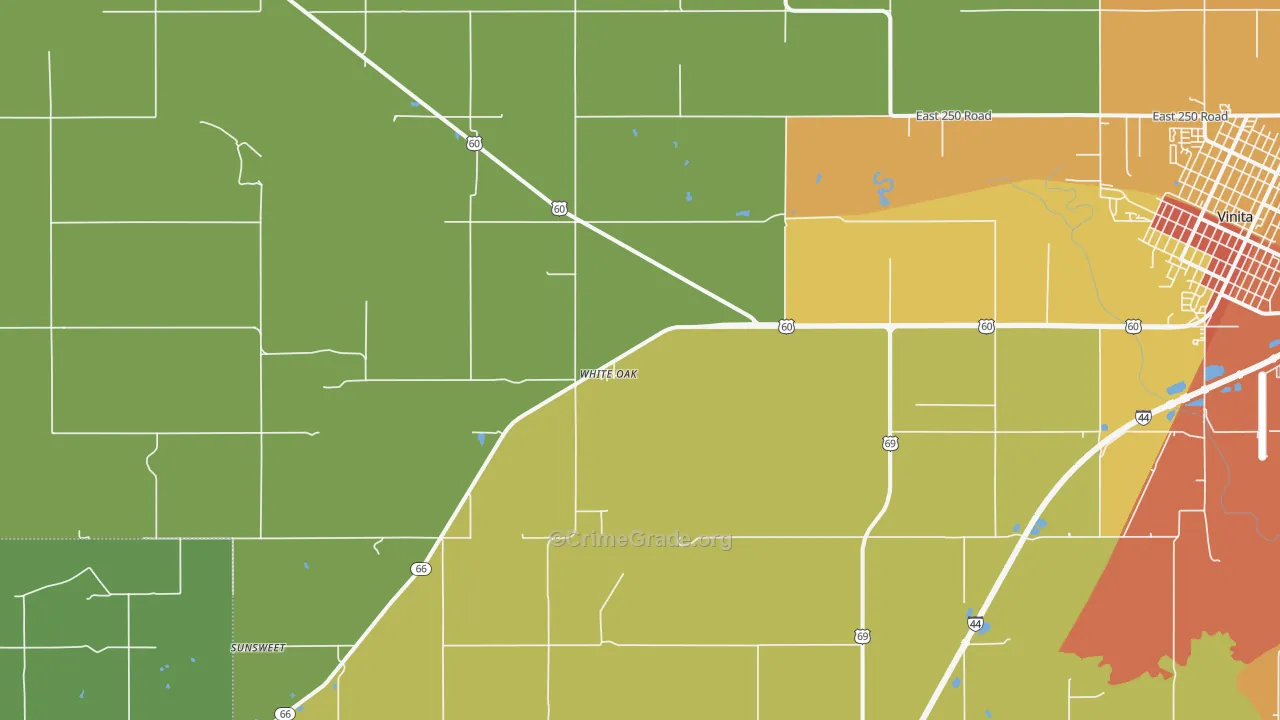 White Oak, OK Map of Vandalism Rates
