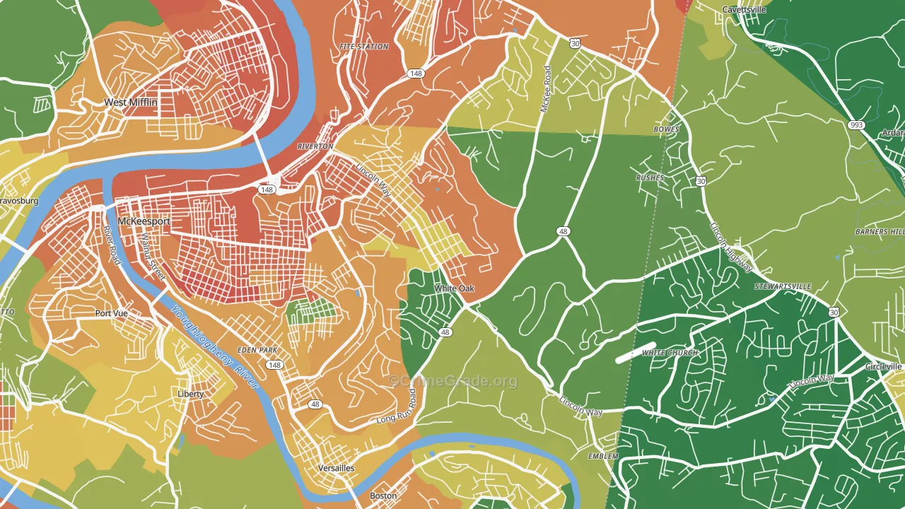 White Oak, PA Map of Vandalism Rates