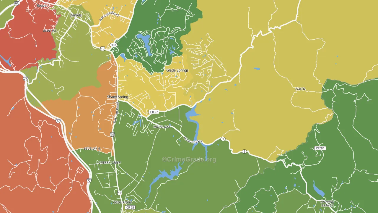 White Oak, WV Map of Vandalism Rates