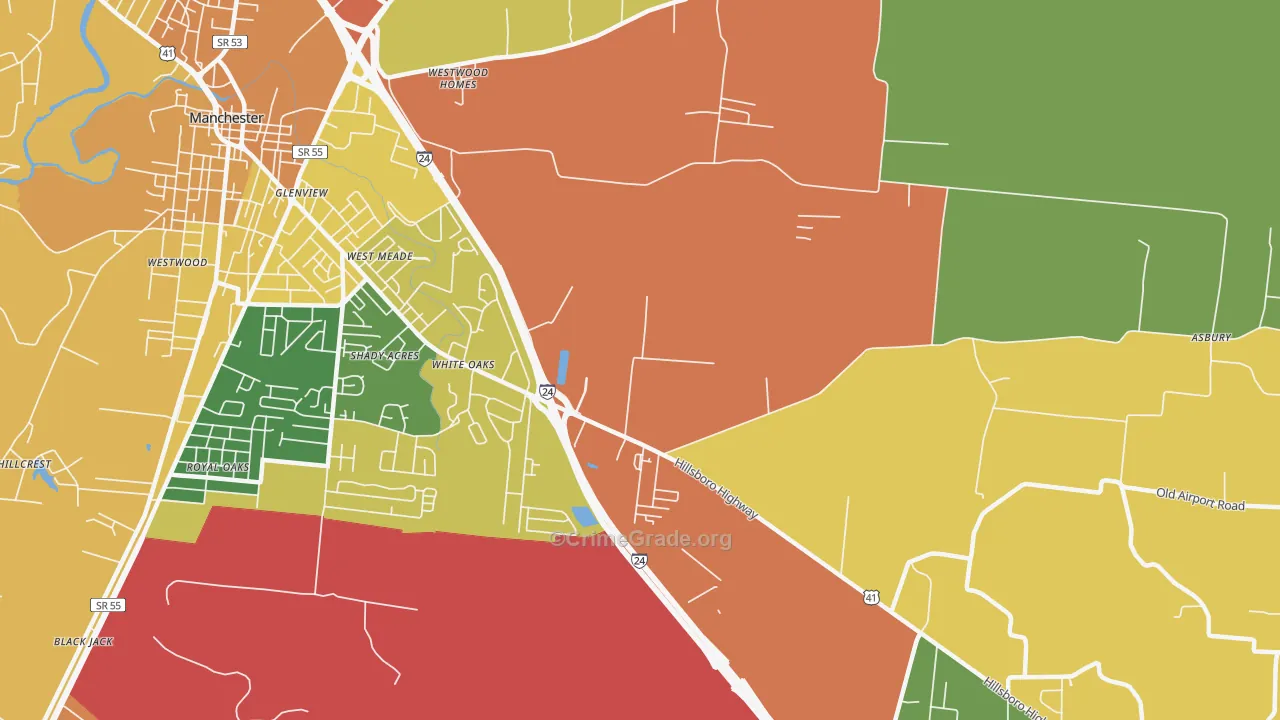 White Oaks, TN Map of Vandalism Rates