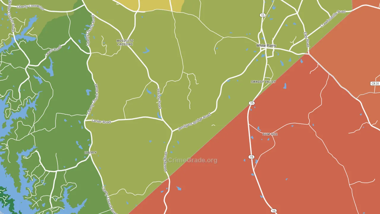 White Plains, GA Map of Vandalism Rates