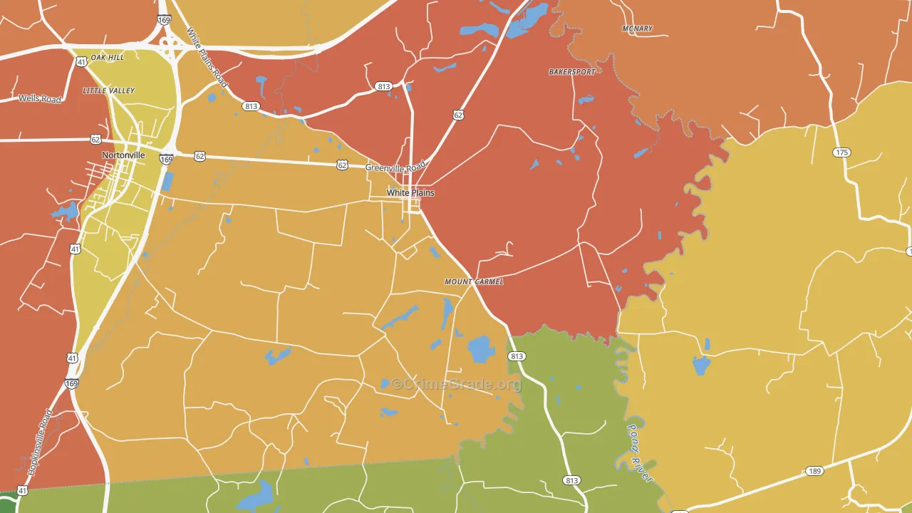 White Plains, KY Map of Vandalism Rates