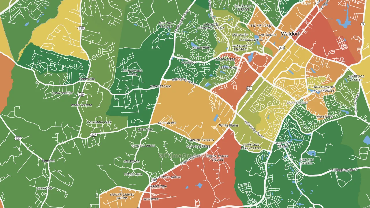 White Plains, MD Map of Vandalism Rates