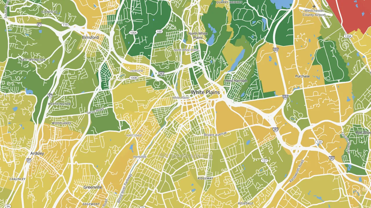 White Plains, NY Map of Vandalism Rates