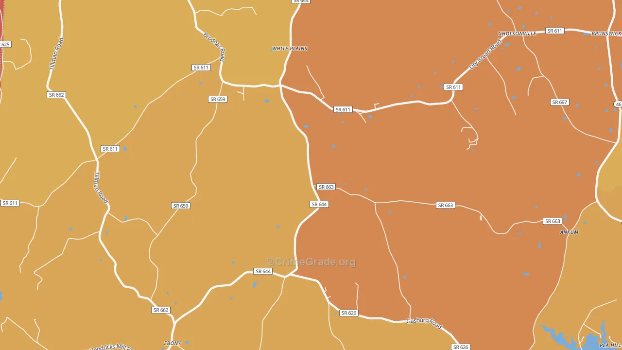 White Plains, VA Map of Vandalism Rates