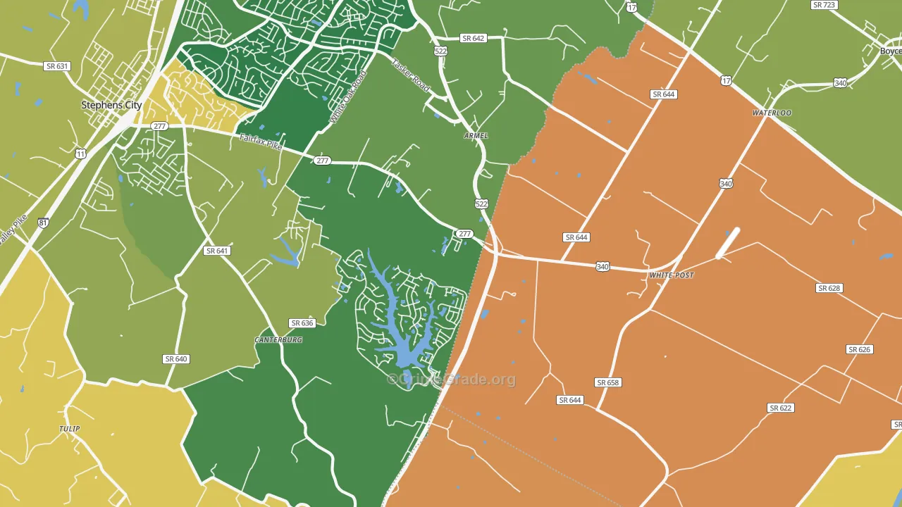 White Post, VA Map of Vandalism Rates
