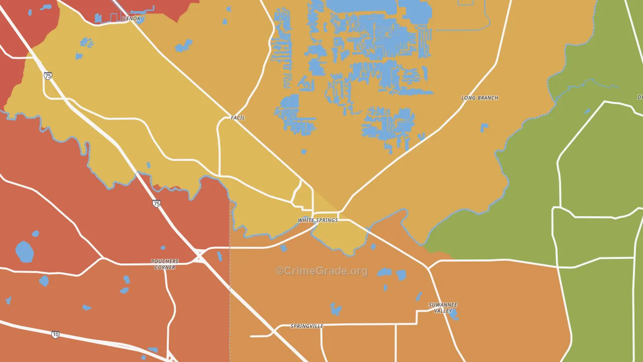 White Springs, FL Map of Vandalism Rates