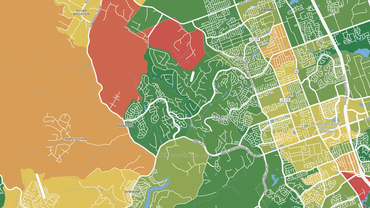 White Stone, TX Map of Vandalism Rates
